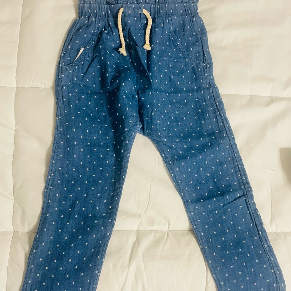 Zara Blue and White Polka Dot Joggers